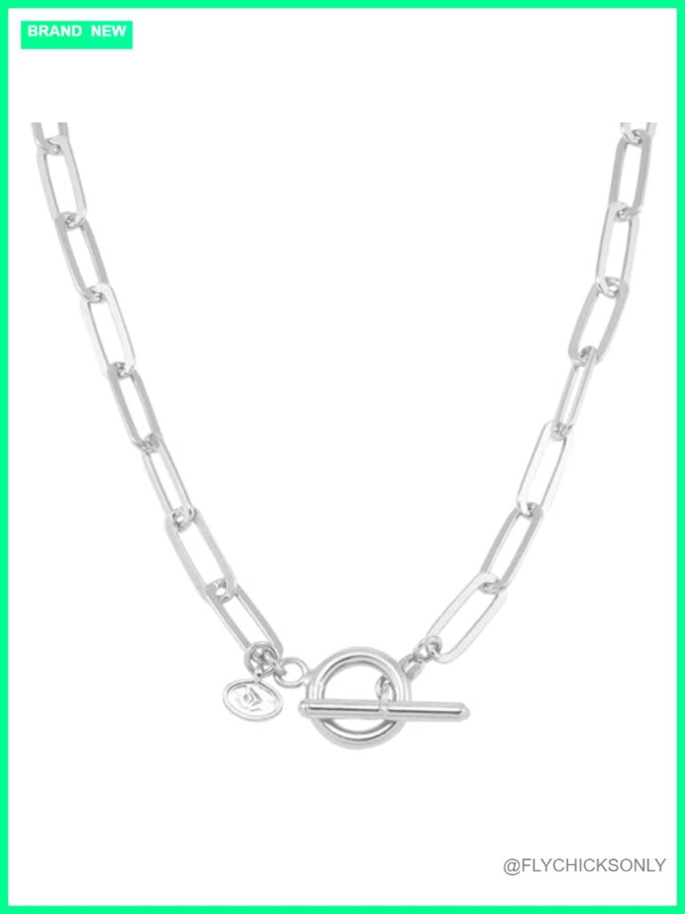 Sterling Silver Link Chain Necklace 17" Toggle Clasp Everyday